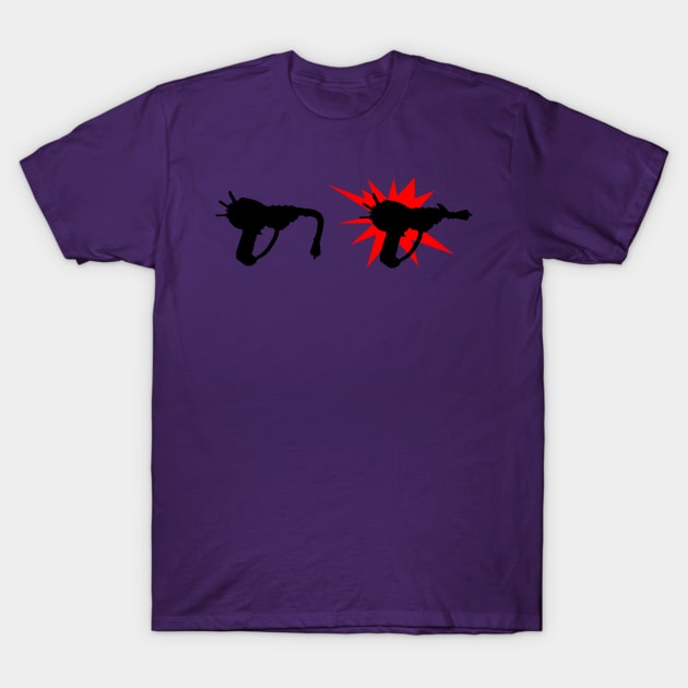 Zombie Pack-a-Punched Ray Gun on Purple T-Shirt by LANStudios